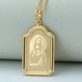Computer Engraved Jesus Pendant Necklace