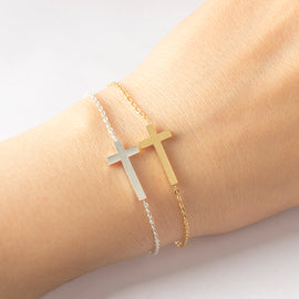 Sideways Cross Charm Bracelet