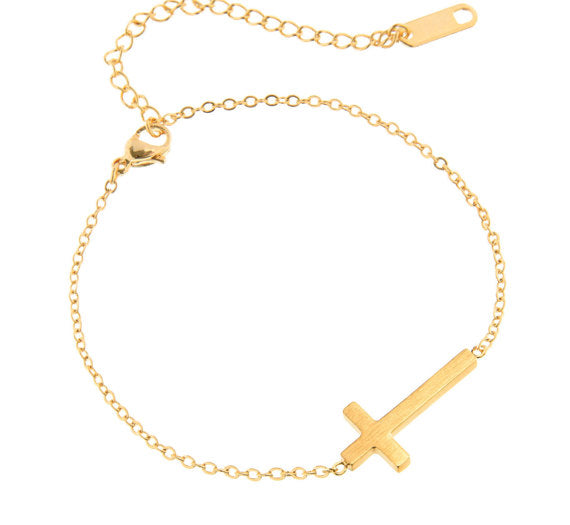 Sideways Cross Charm Bracelet