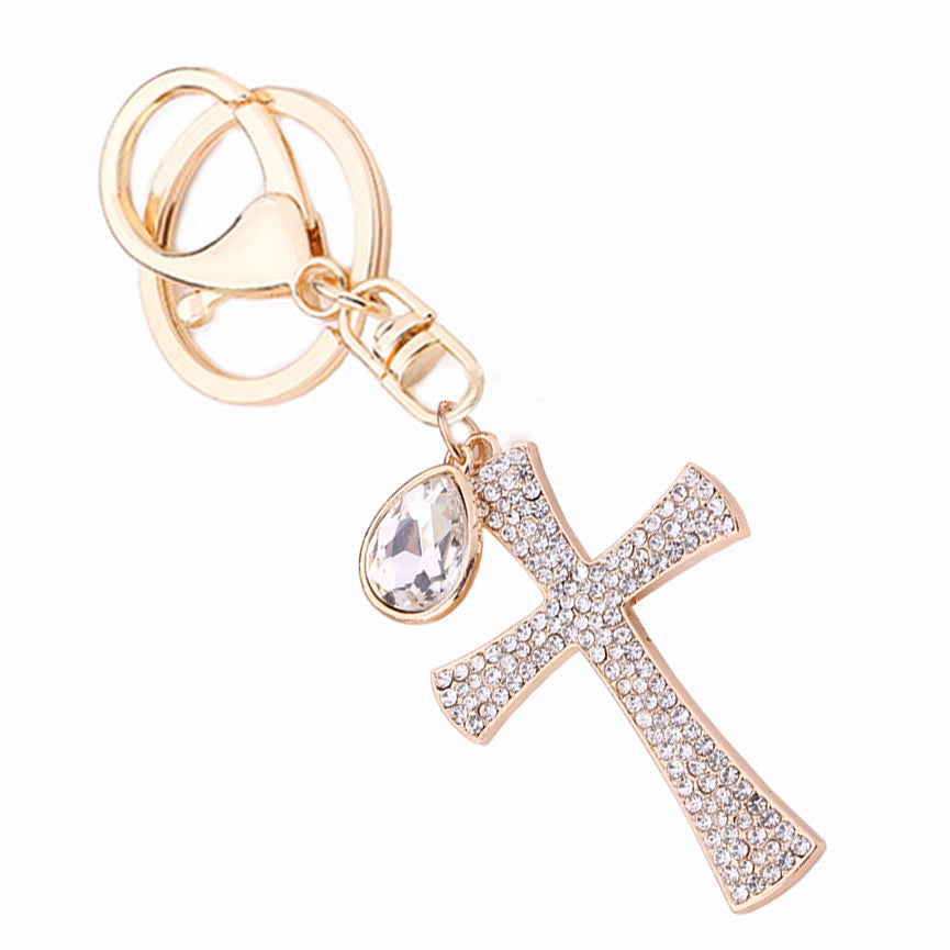 Rhinestone Cross Keychain