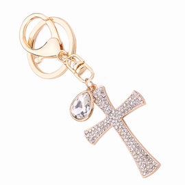 Rhinestone Cross Keychain