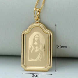 Computer Engraved Jesus Pendant Necklace