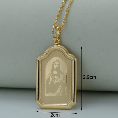 Computer Engraved Jesus Pendant Necklace