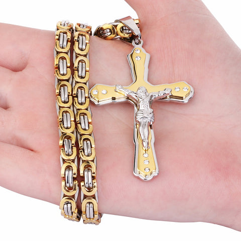 Thick Cross Pendant Necklace