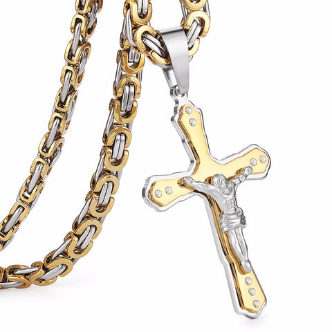 Thick Cross Pendant Necklace