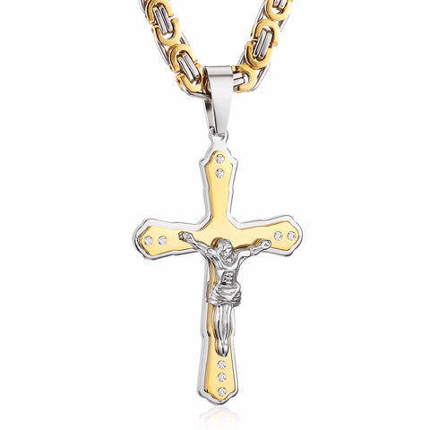 Thick Cross Pendant Necklace