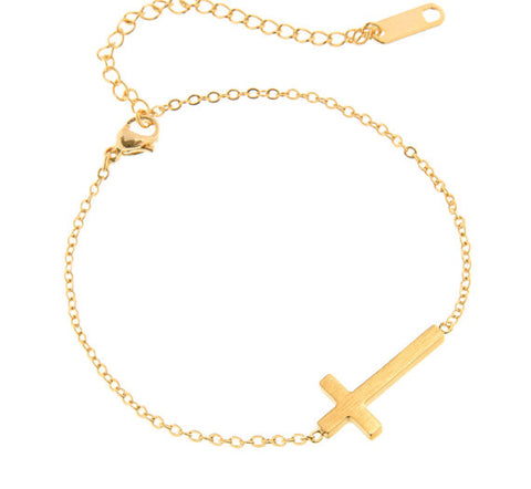 Sideways Cross Charm Bracelet