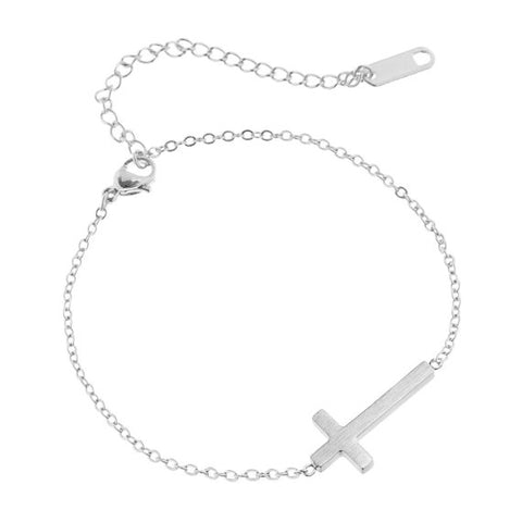 Sideways Cross Charm Bracelet